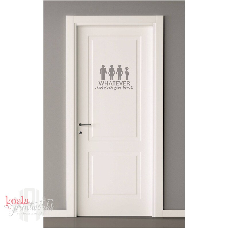 Whatever Just Wash Your Hands Restroom Decal | Unisex Toilet Sign | Bathroom Decal | Door Sticker | Bath | Funny Bathroom Decor | Alien bild 3