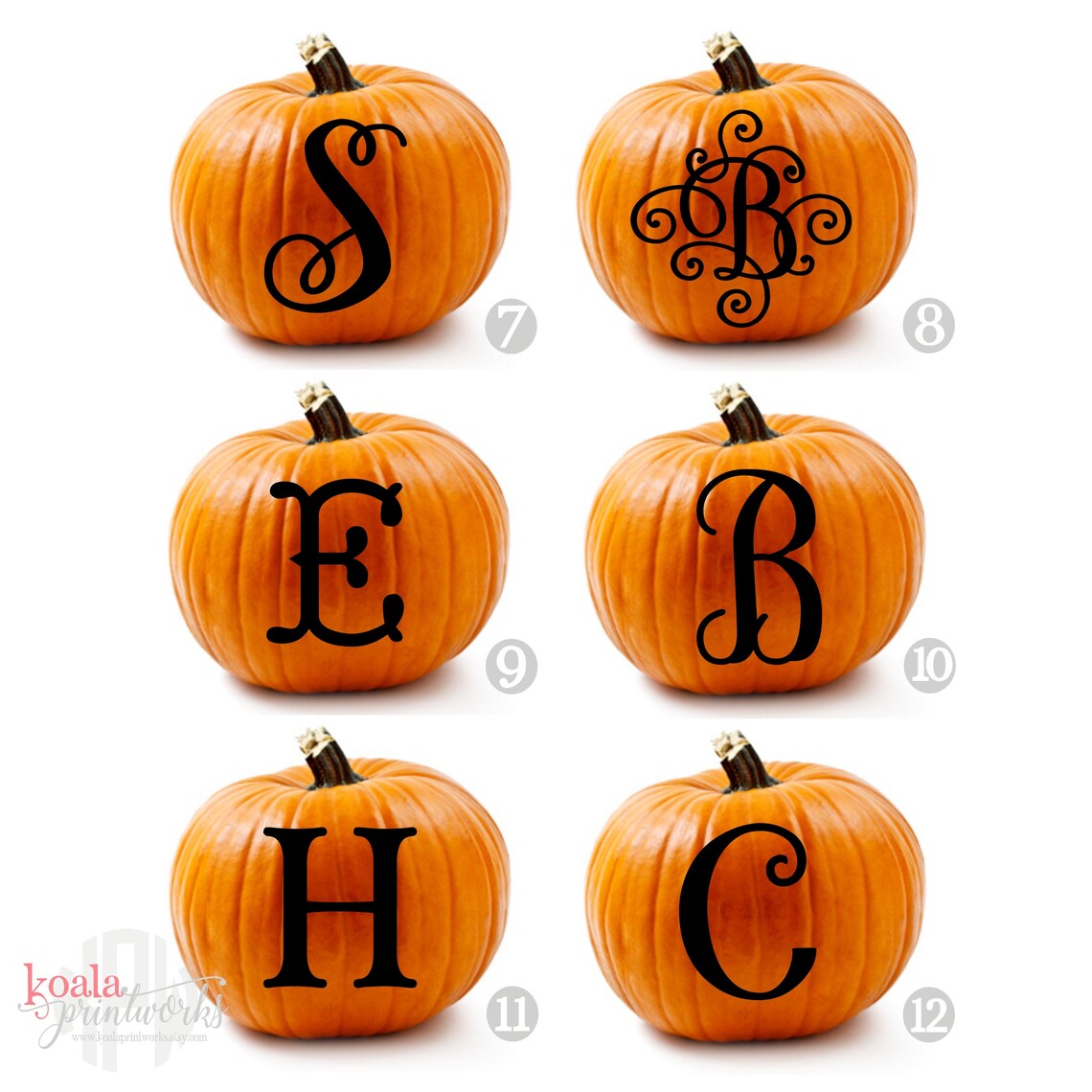 Pumpkin Letter Decals | Personalized Pumpkin | Pumpkin Monogram Sticker ...