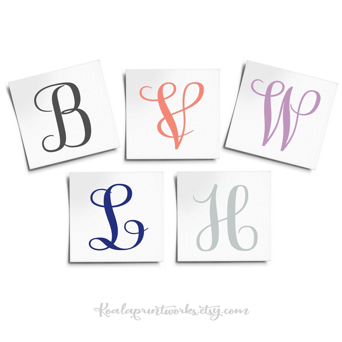 Cursive Initial Decal Fancy Letter Vinyl Monogram Single Etsy