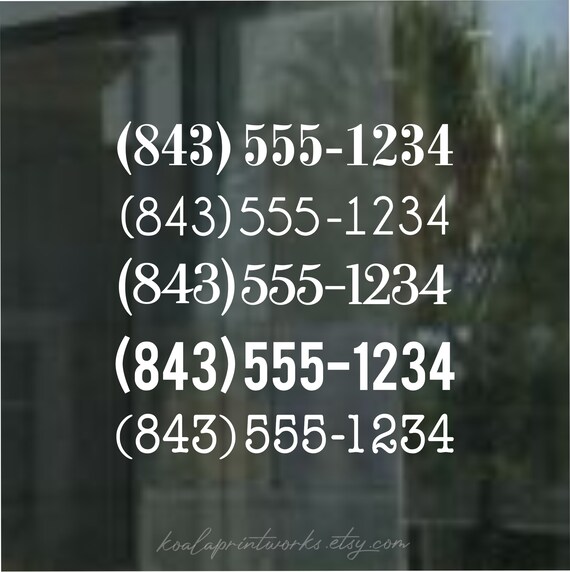 Phone Number Window Decal Store Phone Number Storefront Etsy