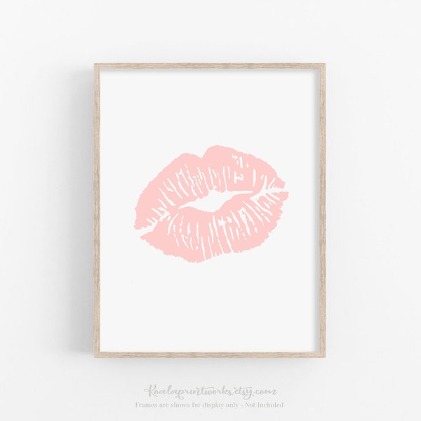 Instant Download | Lipstick Kiss | Simple Wall Art | Office Art | Minimalist Art | Lips | Glam | Make Up | Printable Art