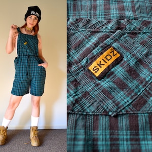 Vintage 90s SKIDZ Plaid Overalls - Etsy