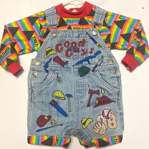 Newborn Chucky Costume: Hand-Painted Good Guy Overalls, Halloween Dress-Up