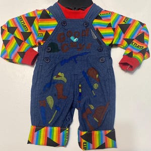 Newborn.  Chucky Good Guy Halloween - Dress Up Costume.   Hand crafted. Hand drawn and painted. Washable.