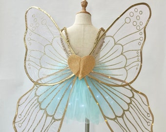 Dazzling Large Gold Fairy Wing Light up Costume- A Magical Must-Have for Girls