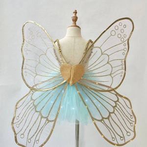 Dazzling Large Gold Fairy Wing Light up Costume- A Magical Must-Have for Girls