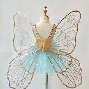 Dazzling Large Gold Fairy Wing Light up Costume- A Magical Must-Have for Girls