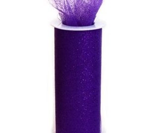 TULLE Fabric Spool - 1 Roll 6" X 30' (10 Yards) - Wedding decor, tutu, party materials - Glitter Purple