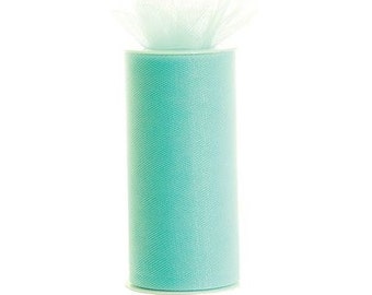 TULLE Fabric Spool - 1 Roll 6" X 75' (25 Yards) - Wedding decor, tutu, party materials - Aqua Blue