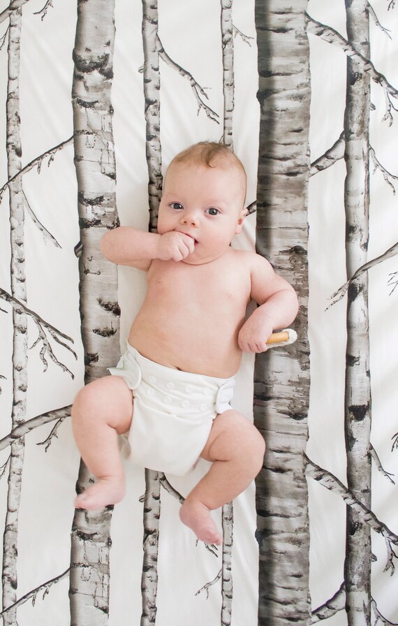 birch tree crib sheet