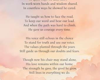 Funeral Poem for Dad, Printable Memorial Tribute, Celebration of Life Reading, Father Remembrance Gift