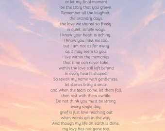 Poems from Deceased Loved One, Poems for Grief, Memorial Poem (Digital Download)