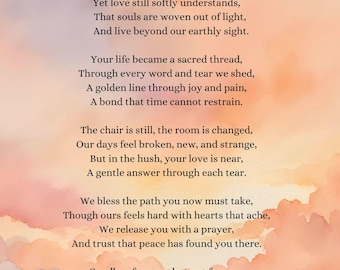 Poems to Say Goodbye at a Funeral, Printable, Memorial Reading, Program, Sympathy Gift