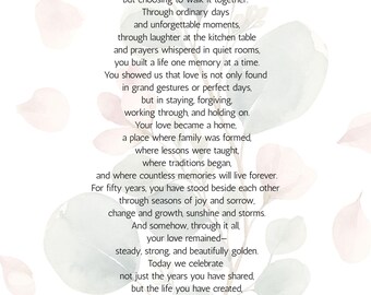 50th Anniversary Gifts for Parents, Poem Printable, Anniversary Gift Wall Art, Digital Download
