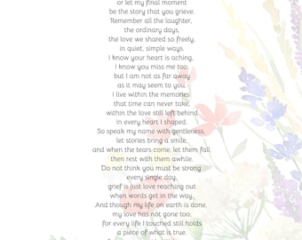 Poems from Deceased Loved One, Poems for Grief, Memorial Poem (Digital Download)