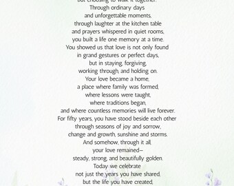 50th Anniversary Gifts for Parents, Poem Printable, Anniversary Gift Wall Art, Digital Download