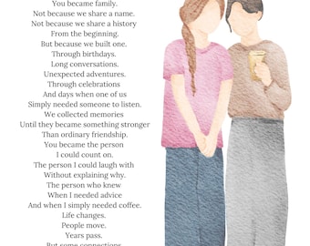 Friends Who Became Family Poem, Friendship Gift, Best Friend, Wall Art, Printable Keepsake
