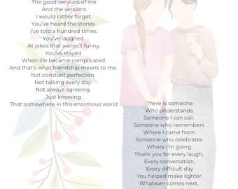 Best Friend Poem, Friendship Gift, Birthday, Friendship Printable, Wall Art
