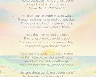 Poema de amor para mi esposo, imprimible, regalo romántico, decoración de pared para aniversario