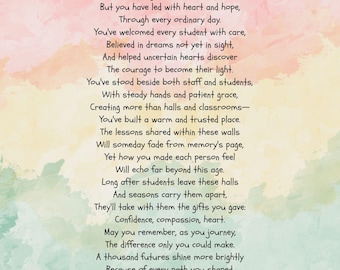 Poema de agradecimiento al director/a: Regalo imprimible (Descarga digital)