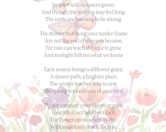 Poemas inspiradores sobre la vida, poema imprimible, regalo de ánimo, decoración de pared.
