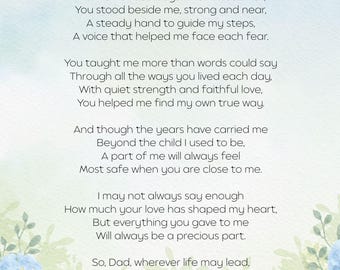 Poema para papá de parte de su hija, regalo del Día del Padre, poema de agradecimiento (impresión digital)
