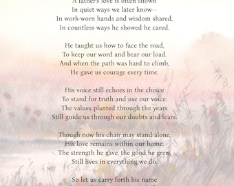 Funeral Poem for Dad, Printable Memorial Tribute, Celebration of Life Reading, Father Remembrance Gift
