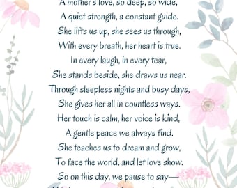 Muttertag Gedicht Print: Geschenk für Mama (Digitaler Download)