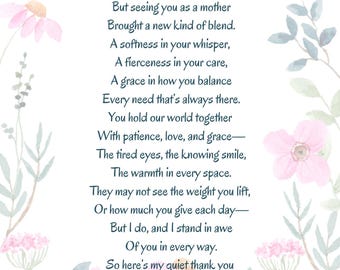 Mother's Day Poem Gift for Wife: Printable Wall Art (Digital Download)