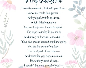 Mother's Day Poem Gift for Daughter: Floral Tribute Print (Digital Download)