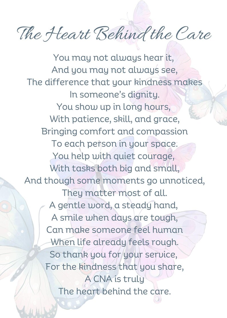 Translucent Poem CNA Appreciation Poem Printable, CNA Thank You Gift for Certified ...