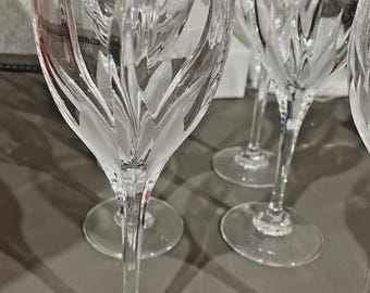 6 MIKASA FLAME D'AMORE Cut Lead Crystal Wine/Water