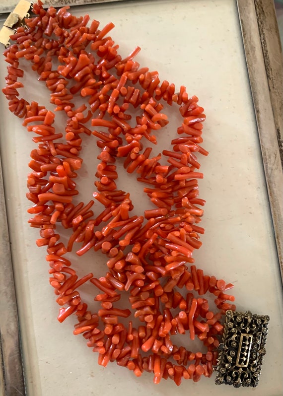 Antique multistrand Natural Branch Coral bracelet 