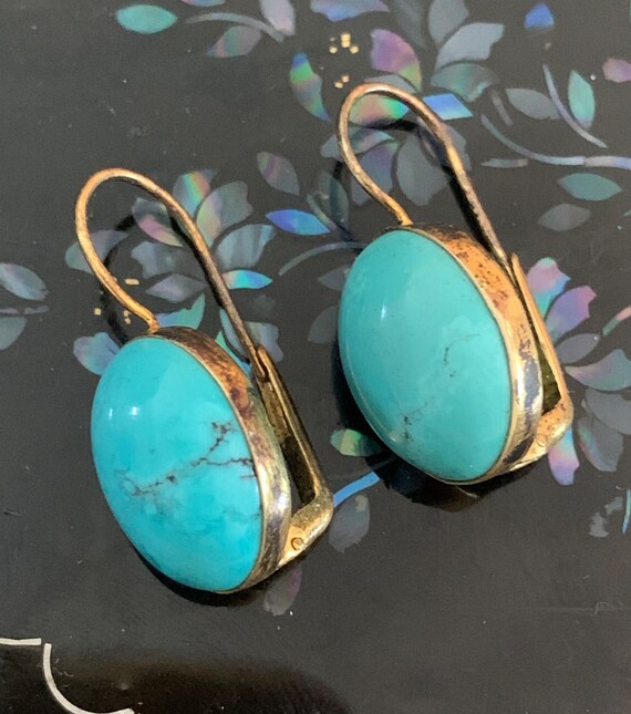 Vintage Chinese Natural Turquoise Gilded Silver Dr