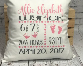 Personalized Pillow - Keepsake Pillow - New Baby Gift - Birth Stats Keepsake - Baby Gift - Nursery Decor - Birth Stats Pillow