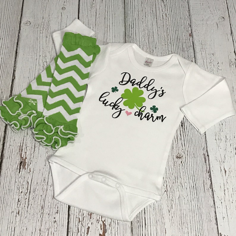 Shamrock Shirt St Patricks Day Daddys Lucky Charm Baby Girl Bodysuit St Pattys Day Outfit St Pattys Day Shamrock Outfit