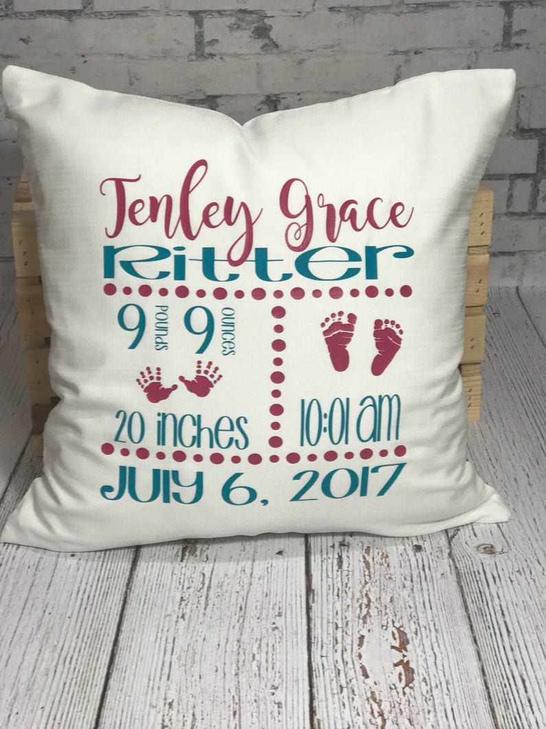 Birth Stats Pillow Personalized Pillow Keepsake Pillow Etsy