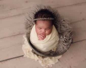 Gold Baby Headband, Baby Girl Gold Headband, Newborn Baby Photography Prop, Gold Newborn Headbands, Gold Tiara, Stone Baby Headband, Tieback
