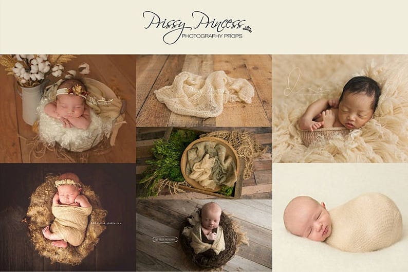 Newborn Baby Photography Prop Cream Baby Headband Baby Wrap Etsy