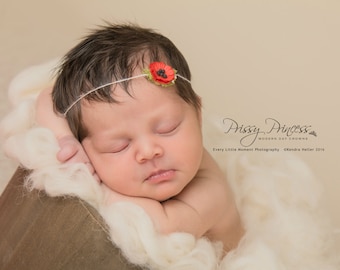 Red poppy baby headband
