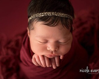 Christmas Headbands for Babies, Holiday Gold Baby Headband, Stone Baby Headband, Gold Newborn Headband, Gold Baby Tieback, Gold Photo Props