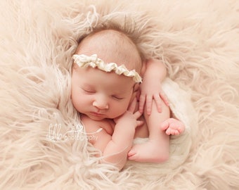 Cream Baby Headband, cream baby flower headband, newborn baby girl headband, christening headband, newborn headband tieback, infant headband