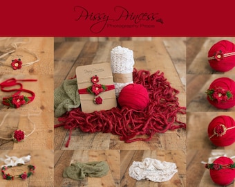 Christmas Newborn Baby Photography Props, Red Newborn Photography Props, Red Baby Photoshoot Prop, Baby Christmas Photo Props, Infant Props