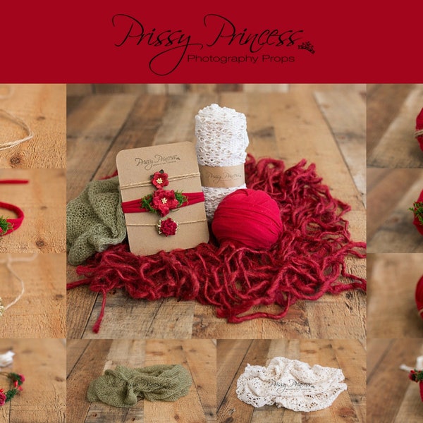 Christmas Newborn Baby Photography Props, Red Newborn Photography Props, Red Baby Photoshoot Prop, Baby Christmas Photo Props, Infant Props