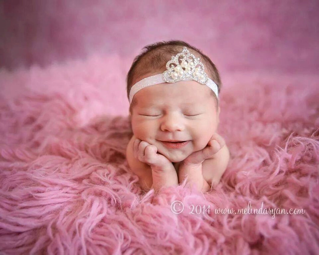 Baby Tiara Headband, Baby Tiara, Newborn Headband, Photo Prop, Pink ...
