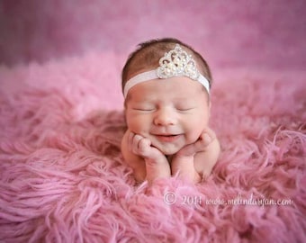 Baby Tiara Headband, Baby Tiara, Newborn Headband, Photo Prop, Pink Tiara, Infant, Hair Acessories, Baby Headbands, Princess Headband, Tiara