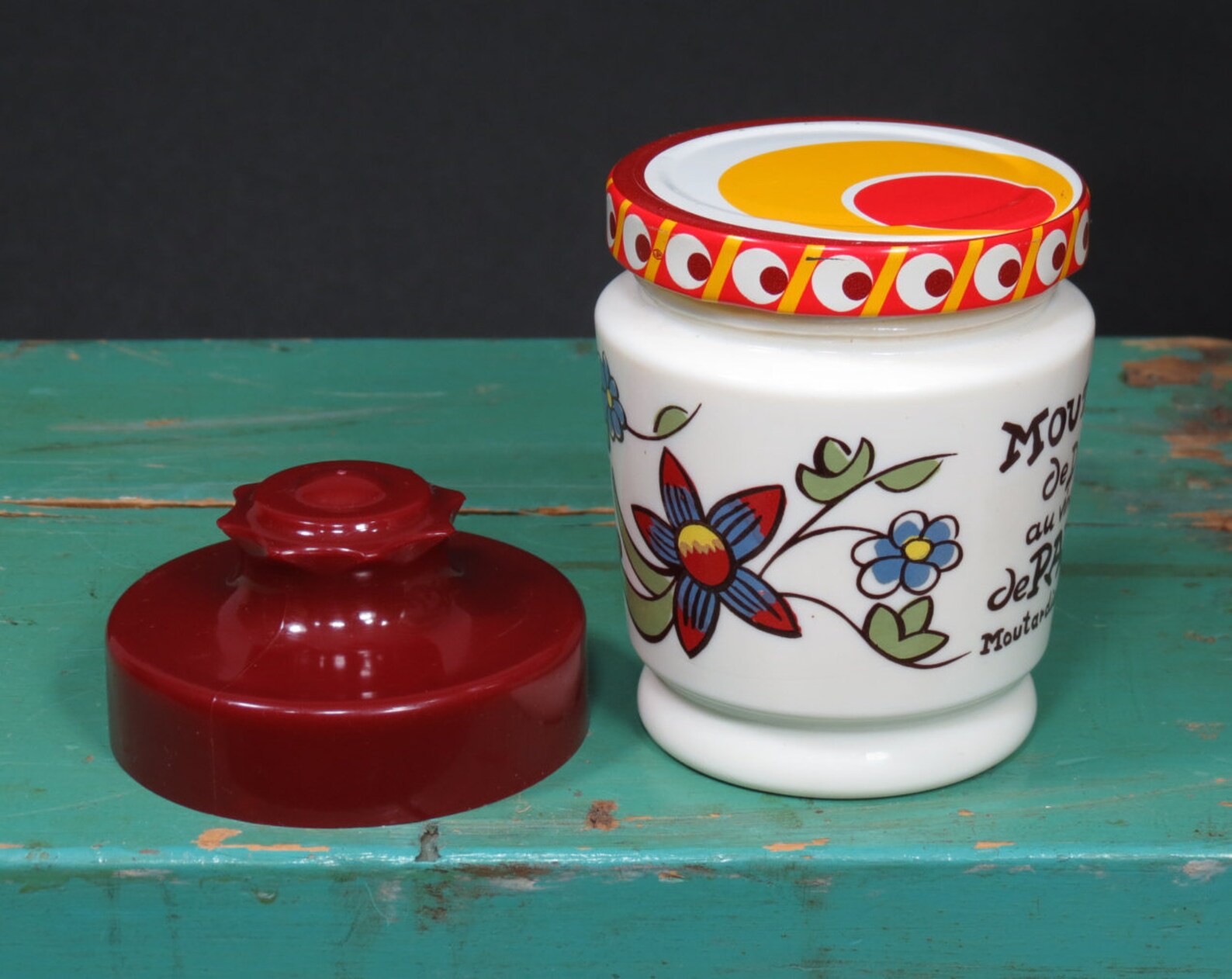 Unusual French Mustard Jar with Decorative Plastic Lid . Etsy