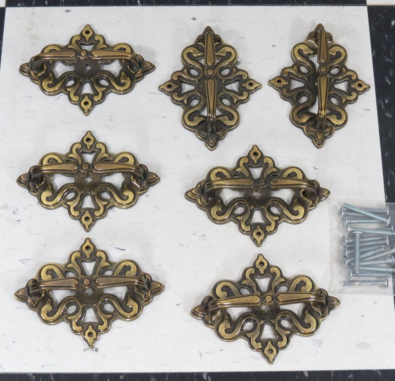 Vintage Drawer Pull with Escutcheon Plate . 1960s . Furniture Etsy