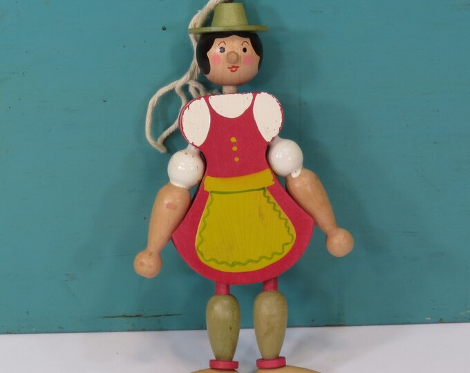 Wooden Pull String Doll Jumping Jack Folk Art Made in Austria Etsy