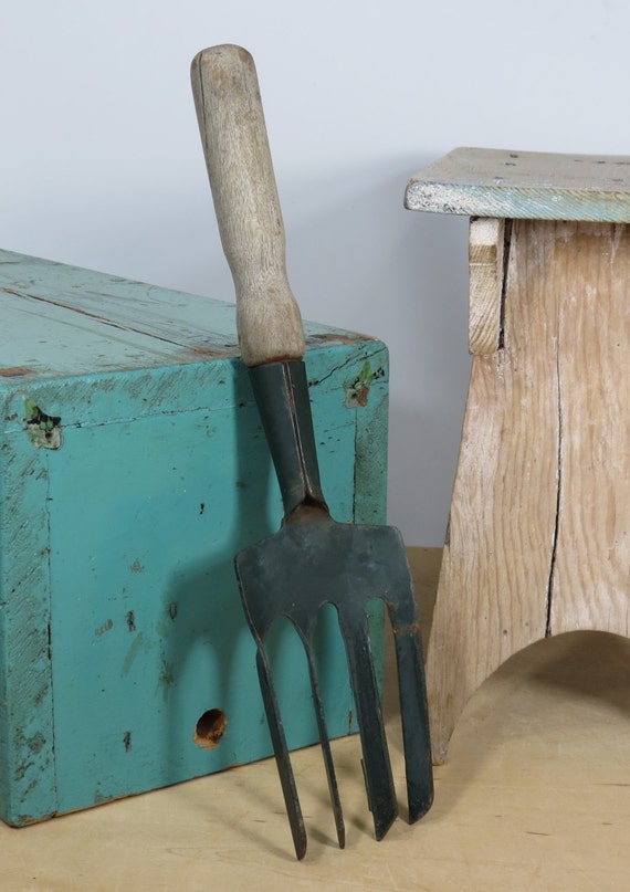Old Garden Tool Metal Fork Cultivator Vintage Gardening 50